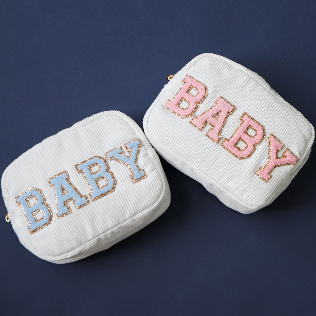 White Corduroy 'Baby' Pouch