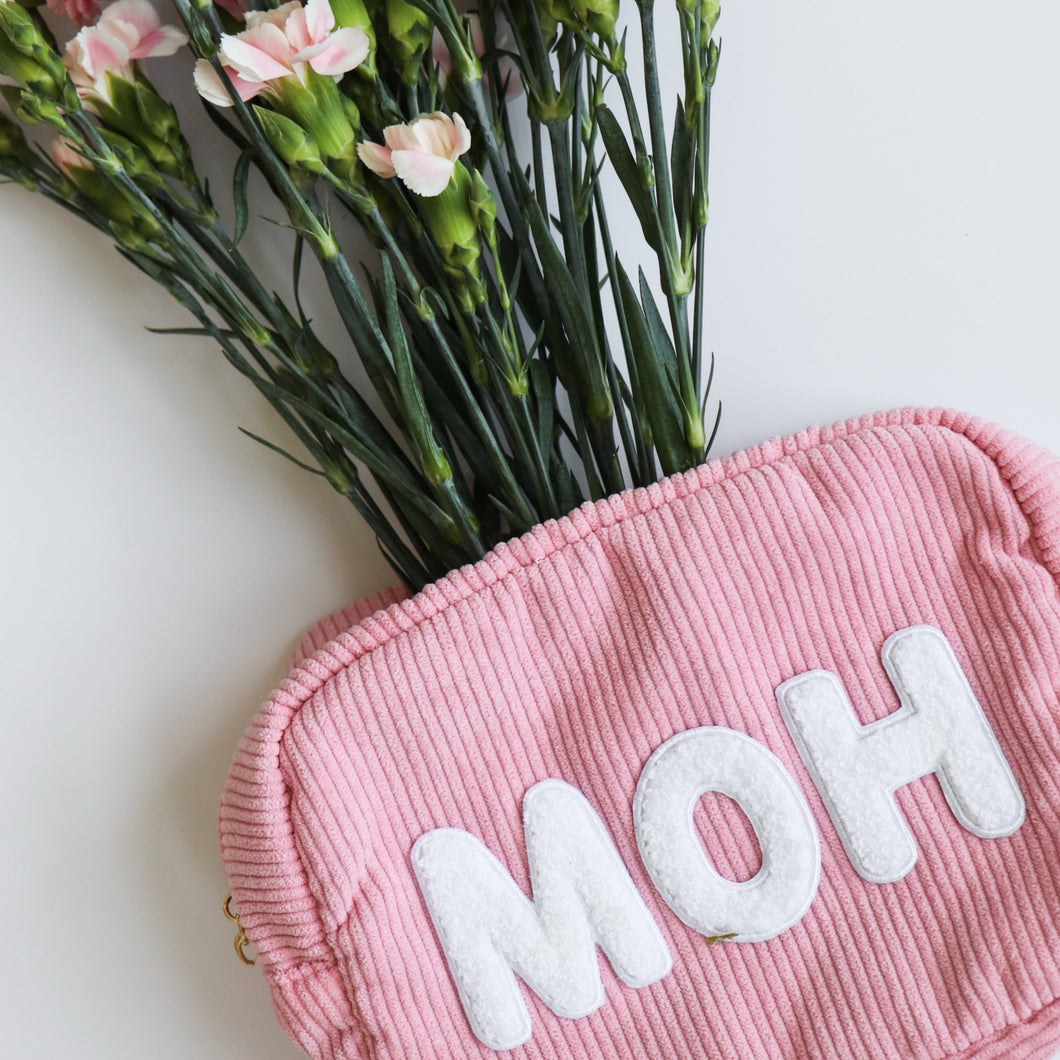 Pink Corduroy 'MOH' Pouch